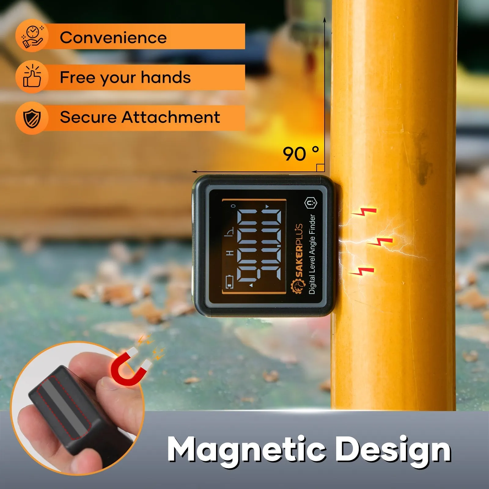 Saker Portable Mini Digital Angle Finder Magnetic