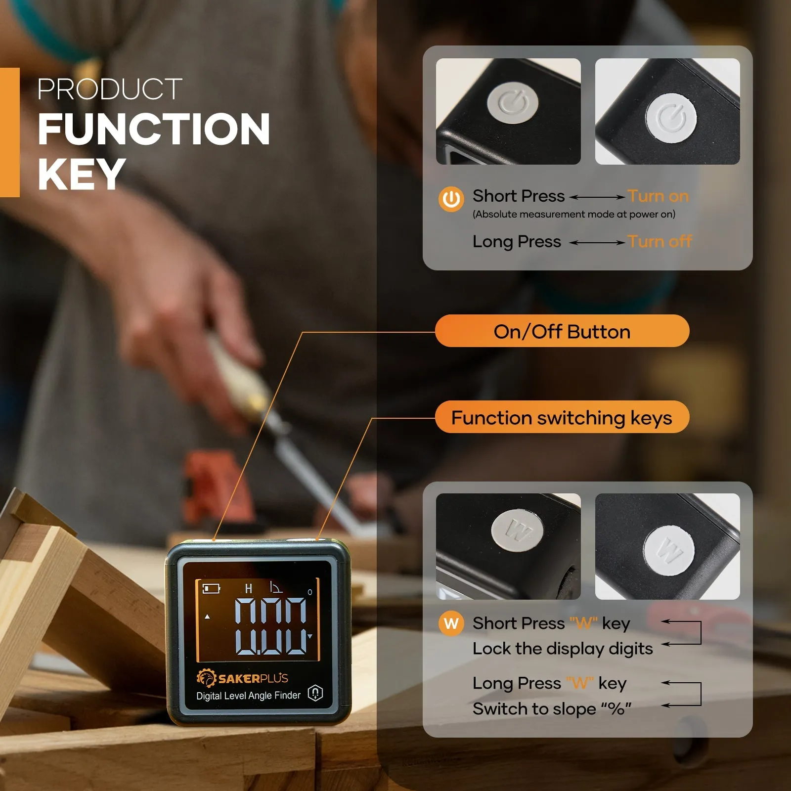 Saker Portable Mini Digital Angle Finder Magnetic