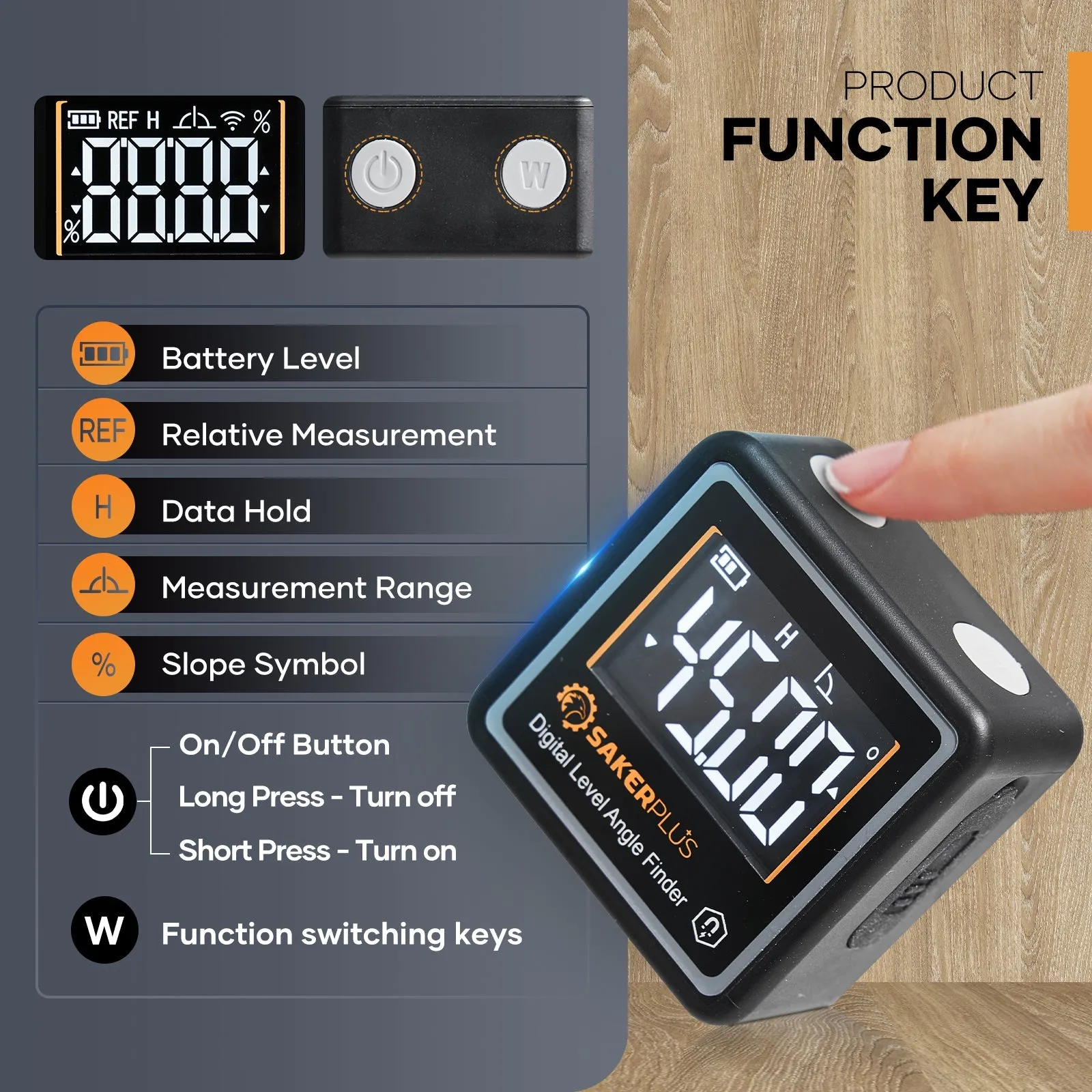 Saker Portable Mini Digital Angle Finder Magnetic
