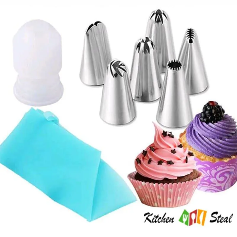 Silicone and Stainless Steel Icing Cream Pastry Bag